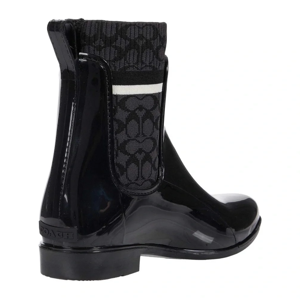 Coach Rivington Rain Bootie Black Rubber 6 B (M) Brand New